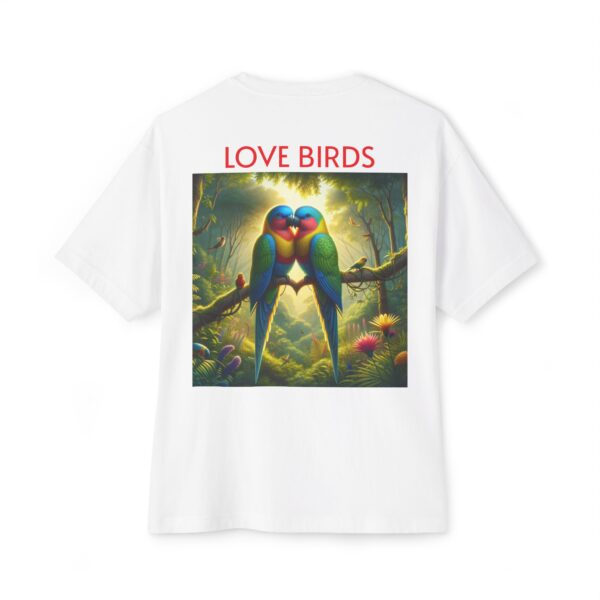 Love Birds Unisex Oversized Boxy Tee - Romantic Gift, Summer Wear, Nature Lover Apparel. - Image 2