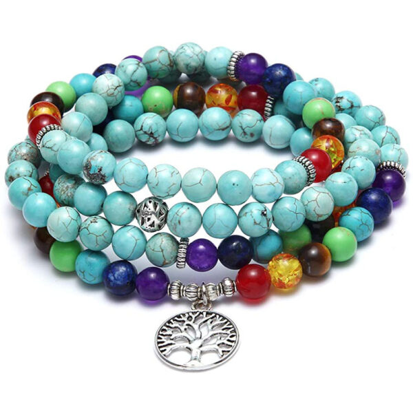 Amazon Stone Tiger Eye Stone Bracelet Necklace 108 Buddha Beads Lotus Bracelet - Image 2