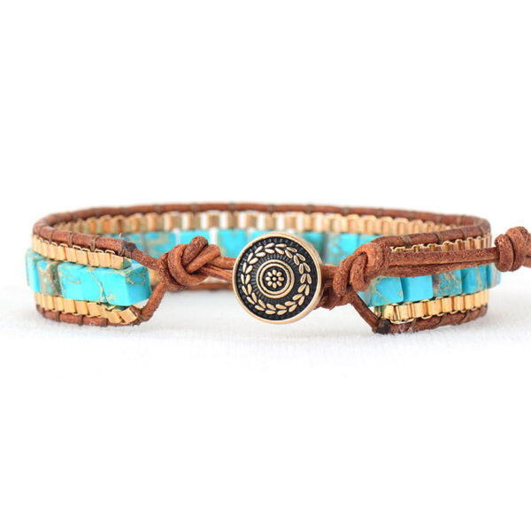 Fashion Imperial Stone Hand-woven Leather Bracelet - Image 2