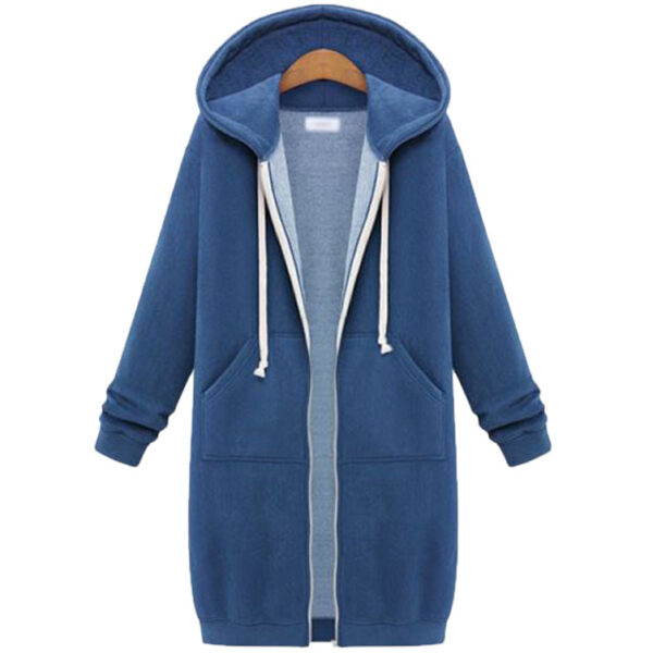 Hooded Long Sleeve Sweater Fleece Long Jacket - Image 10