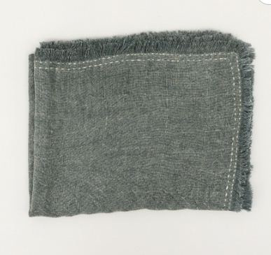 Stonewashed Linen Woven Throw Blanket With Fringe 52X68 Inch