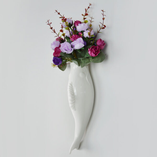 Simple Modern Creative Wall Ceramic Goldfish Vase Restaurant Mural Wall Hanging Three-Dimensional Wall Decoration Wholesale - Image 2