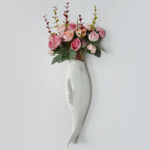 Simple Modern Creative Wall Ceramic Goldfish Vase Restaurant Mural Wall Hanging Three-Dimensional Wall Decoration Wholesale - Image 3