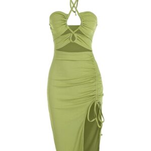 Women’s Sleeveless Dress Sex Midi Halter Dresses Criss Cross Cami Womens Dresses Dress For Party