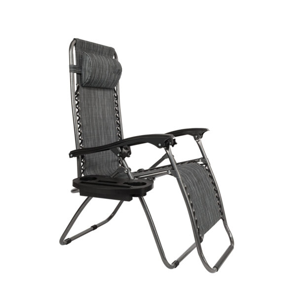 2pcs , Adjustable Folding Lounger With Pillow And Practical Tray For Deck, Terrace, Beach, Patio, Grey - Image 8