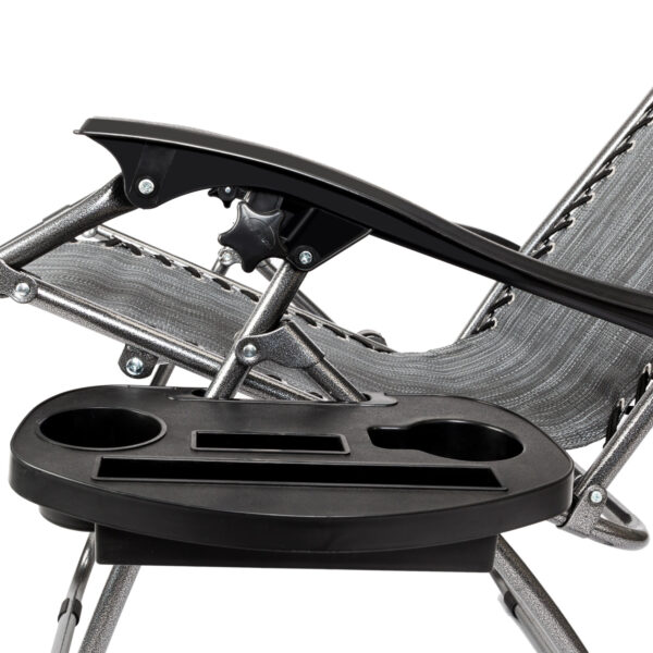 2pcs , Adjustable Folding Lounger With Pillow And Practical Tray For Deck, Terrace, Beach, Patio, Grey - Image 5