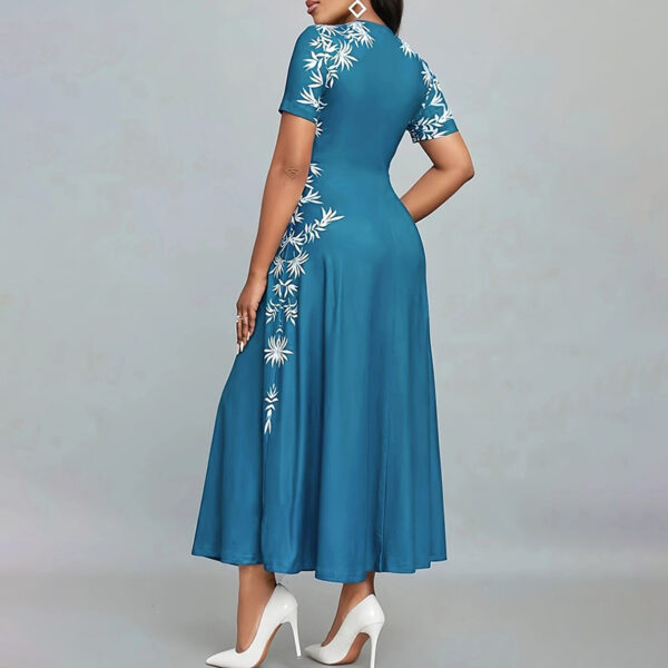 Women's Elegant Short Sleeve Maxi Dresses Casual Empire Waist Long Dress - Image 6