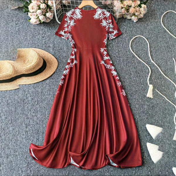 Women's Elegant Short Sleeve Maxi Dresses Casual Empire Waist Long Dress - Image 9