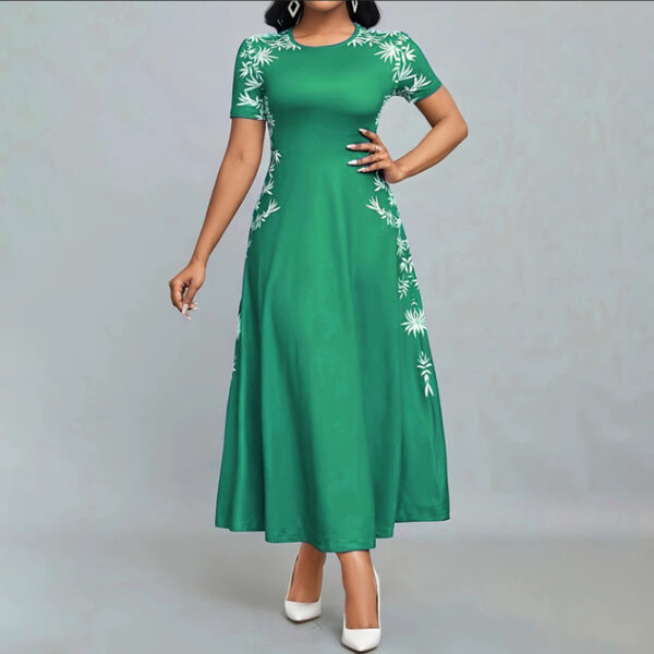 Women's Elegant Short Sleeve Maxi Dresses Casual Empire Waist Long Dress - Image 2